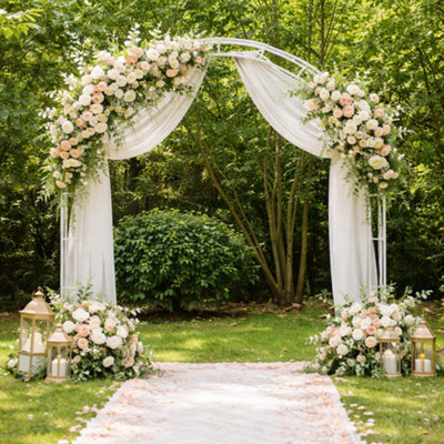 Sandra Chaircovers Sandra Single Round Wedding Arch Stand2.4M X 2.3M Metal Ceremony Backdrop FrameWhite Event Party Decor from B&Q