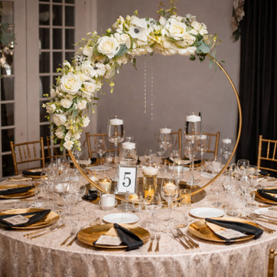 Sandra Chaircovers Sandra Single 80Cm Metal Flower Ring StandRound Floral Hoop Centrepiece FrameGold Wedding Table Event Decor from B&Q