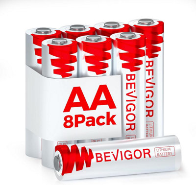 B&Q -  Aa Lithium Batteries 1.5V 3000Mah (Pack Of 8)