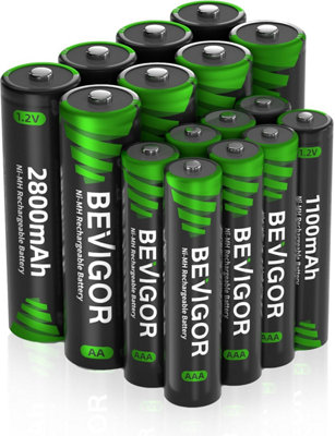 B&Q -  Aa 2800Mah & Aaa 1100Mah Ni-Mh Rechargeable Batteries (Pack Of 16)