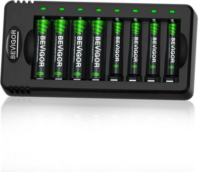 B&Q -  8-Slot Charger With Aa 2800Mah & Aaa 1100Mah Batteries (Pack Of 8)