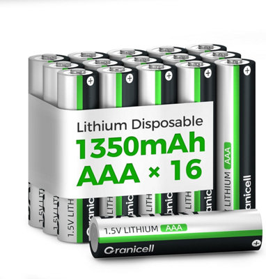 B&Q Granicell Aaa Lithium Batteries 1.5V 1200Mah (Pack Of 16) Size 16
