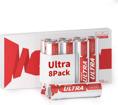 B&Q -  Aa Lithium Batteries 1.5V 3500Mah (Pack Of 8)