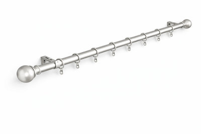 Shopnbits Extendable Metal Curtain Pole Matt Silver 28mm Ball Finial 70 To 120Cm from B&Q