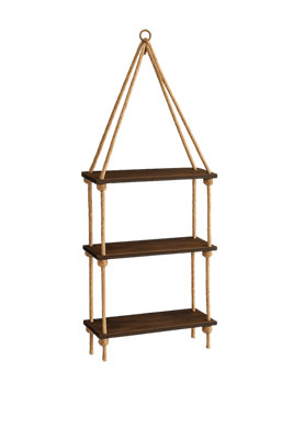 Floating Shelves Set Of 2 Wood Hanging Shelf 2 Tier And 3 Tier Jute Rope Wall Mounted Shelves For Living Room Bathroom Kitchen from B&Q