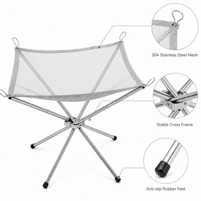 - Shopnbits Portable Bbq GrillFolding Charcoal Barbecue With Large Cooking AreaStainless SteelFor Outdoor Picnics & Camping