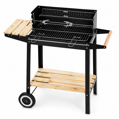  - Shopnbite Outdoor Charcoal Bbq Grill Cart Barbecue With Stainless Steel GrillWooden ShelvesWheelsPortable Patio Garden Cooki