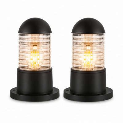 Shopnbits Set Of 2 Outdoor Led Bollard Lights E27 Ip54 Waterproof Garden Pathway Lamp Post Black