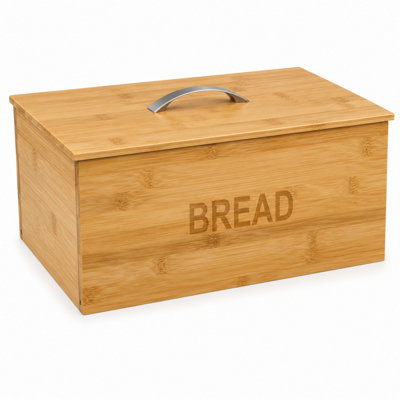 Shopnbits Natural Bamboo Bread Bin Kitchen Storage Organiser With LidBread BoxCountertop Bread KeeperFood Storage Box