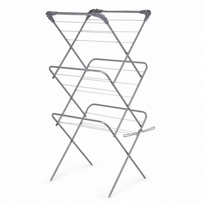  - Shopnbits 3 Tier Folding Clothes Airer Indoor Outdoor Drying Rack Laundry Dryer Stand Space Saving Grey