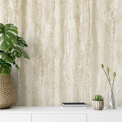  - Shopnbits Vertical Marble Wallpaper Gold Metallic Textured Feature Wall Covering For Living Room Bedroom Hallway