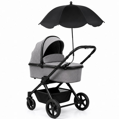  - Shopnbits Universal Pram Parasol Umbrella Uv Protection Sun Shade For PushchairStroller & BuggyAdjustable Black