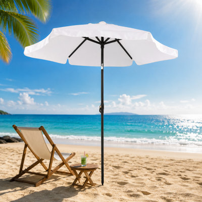  - Shopnbits 2M White Beach Parasol Uv Protection Garden Umbrella With TiltSteel PoleOutdoor Sun Shade For Beach & Patio