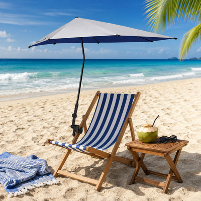  - Shopnbits White Beach Parasol Umbrella With Steel PoleUv Protection Sun Shade For GardenPatioBeach & Outdoor