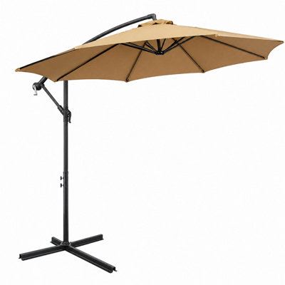  - Shopnbits 3M Cantilever Garden Parasol With Base Included Adjustable Uv Resistant Patio Umbrella For Garden Khaki