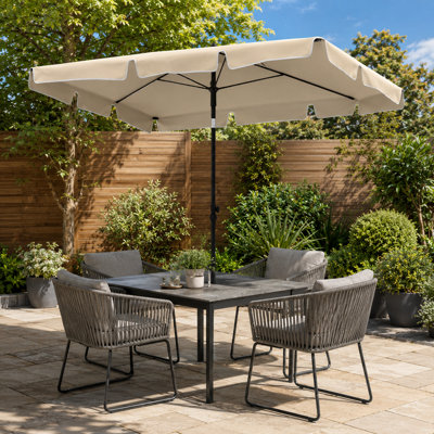  - Shopnbits Rectangular Garden Parasol 200 X 125Cm Beige Steel Tilt Garden Umbrella With Uv Resistant Canopy