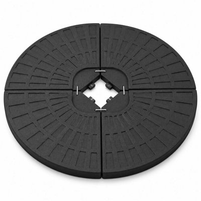  - Shopnbits 4 Piece Cantilever Parasol Base Weights Sand Or Water Fillable 80Kg Hdpe Plastic Black Umbrella Stand