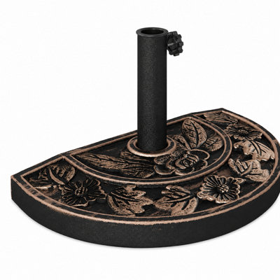  - Half Round Parasol Base 9Kg Resin Umbrella Stand Garden Patio Outdoor Heavy Duty Base For 38mm & 48mm Poles Black