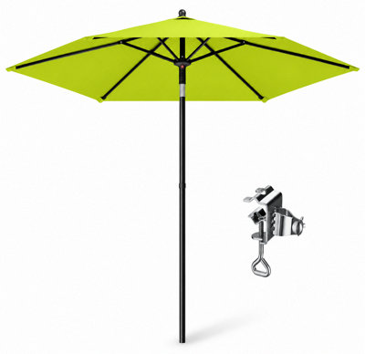  - Shopnbits 2.3M Garden Parasol With ClampUv50+ Tilting Patio UmbrellaHeight AdjustableLime Green32mm Pole