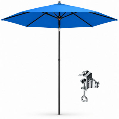  - Shopnbits 2.3M Garden Parasol With Universal ClampPatio UmbrellaUv50+ Sun ShadeBlue Tilt Garden Umbrella
