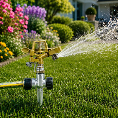  - Shopnbits Impulse Metal Spike Sprinkler For Garden WateringAdjustable Lawn SprinklerBrass Impact Irrigation Sprayer