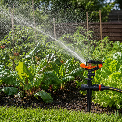  - Shopnbits Pulsating Garden Sprinkler On Spike Adjustable Lawn Water Sprinkler With Quick Connect Hose Fitting