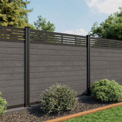 North Valley Composites 6Ft High Birch Grey Fence Panel With Slatted Trellis
