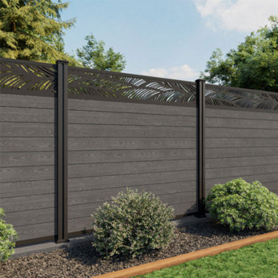 North Valley Composites 6Ft High Birch Grey Composite Fence Panel With Leaf Trellis