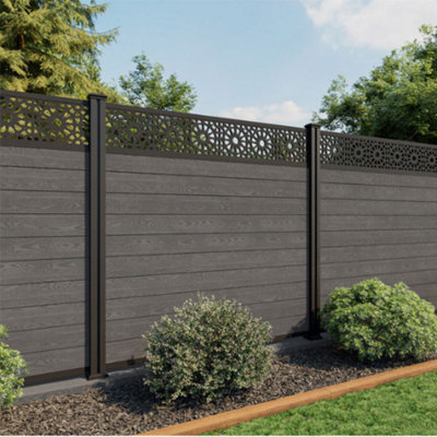 North Valley Composites 6Ft High Birch Grey Fence Panel With Moroccan Trellis