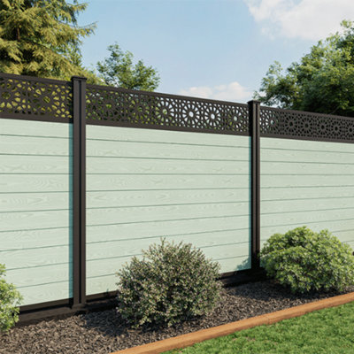 North Valley Composites 6Ft High Sage Green Composite Fence Panel With Moroccan Trellis