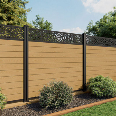 North Valley Composites 6Ft High Light Oak Composite Fence Panel With Moroccan Trellis