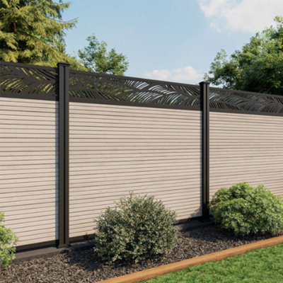 North Valley Composites 6Ft Antique Slatted Composite Fence Panel & Leaf Trellis