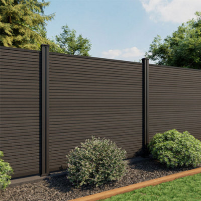 North Valley Composites 6Ft Black Slatted Composite Fence Panel