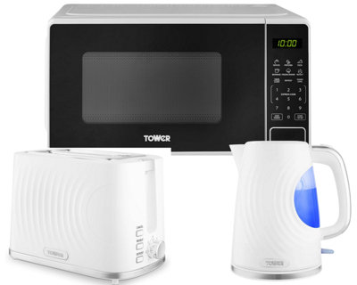 Tower Sonar 1.7L 3Kw Kettle2-Slice Toaster And 20L 800W Digital Microwave White T24045Wht from B&Q