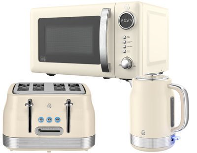 Swan Retro Revive 3-Piece Kitchen Bundle1.7L Kettle4-Slice Toaster20L Microwave from B&Q