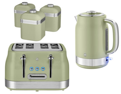 Swan Retro Revive Green Kettle 4 Slice Toaster & Canisters - Image 2