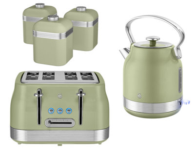Swan Retro Revive Green Stovetop Kettle4-Slice Toaster & Canister Set from B&Q