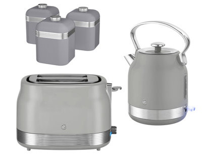 Swan Retro Revive Grey Stovetop Kettle2-Slice Toaster & Canisters Set from B&Q