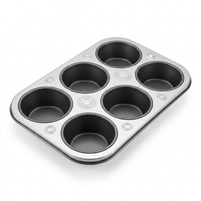  - 6 Cup Muffin Tray Metal Baking Tin Cupcake Pan Oven Safe Bakeware For Home Baking Muffins Cakes And Cupcakes