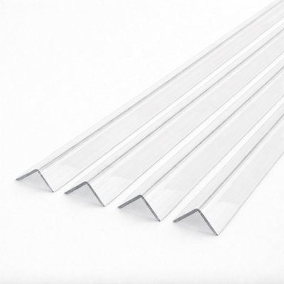 4 X Clear 1 Metre Upvc Plastic Rigid Corner Trim 20X20mm 90 Degree from B&Q