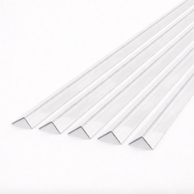 5 X Clear 1 Metre Upvc Plastic Rigid Corner Trim 20X20mm 90 Degree from B&Q