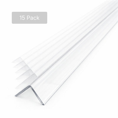 15 X Clear 1 Metre Upvc Plastic Rigid Corner Trim 20X20mm 90 Degree from B&Q