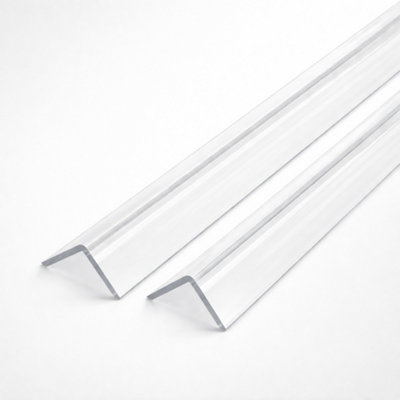 2 X Clear 1 Metre Upvc Plastic Rigid Corner Trim 50X50mm 90 Degree from B&Q
