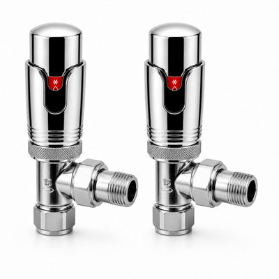 Kartell 2 X Refined Angled Chrome Trv 15mm Thermostatic Radiator Valve from B&Q