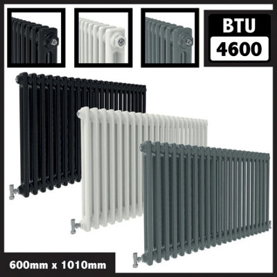  - Cast Iron Style 2 Column Horizontal Designer Radiator In Gloss White600mm X 1010mm