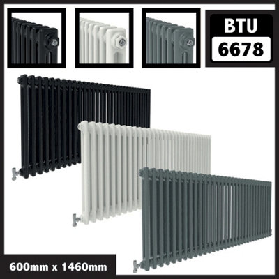  - Cast Iron Style 2 Column Horizontal Designer Radiator In Gloss White600mm X 1460mm