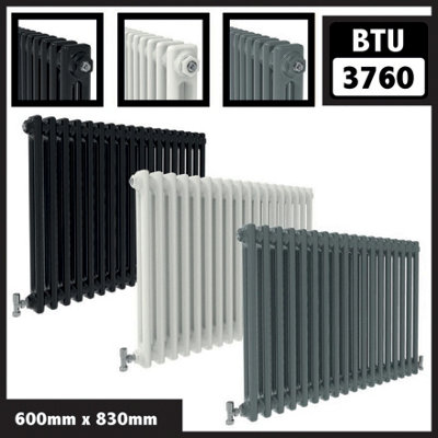  - Cast Iron Style 2 Column Horizontal Designer Radiator In Gloss White600mm X 830mm