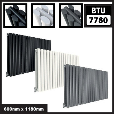  - Oval Style 2 Column Horizontal Designer Radiator In Gloss White600mm X 1180mm