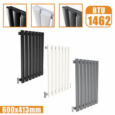  - Oval Style 1 Column Horizontal Designer Radiator In Gloss White600mm X 413mm
