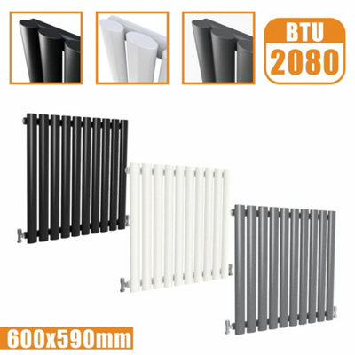  - Oval Style 1 Column Horizontal Designer Radiator In Gloss White600mm X 590mm